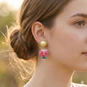 Kitty Style Pink Bow Clip-On Earrings | Kawaii Pearl Drop